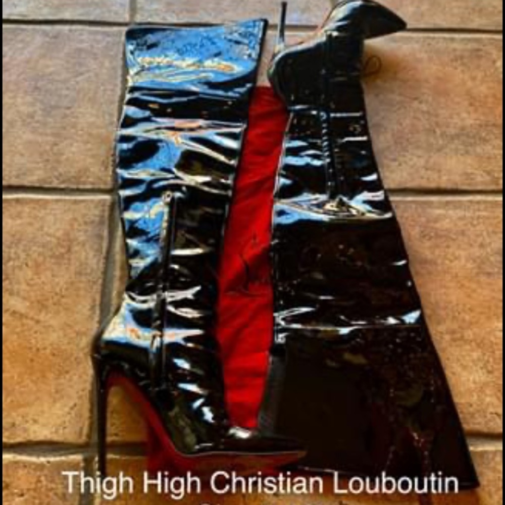 Christian Louboutin patent leather boot